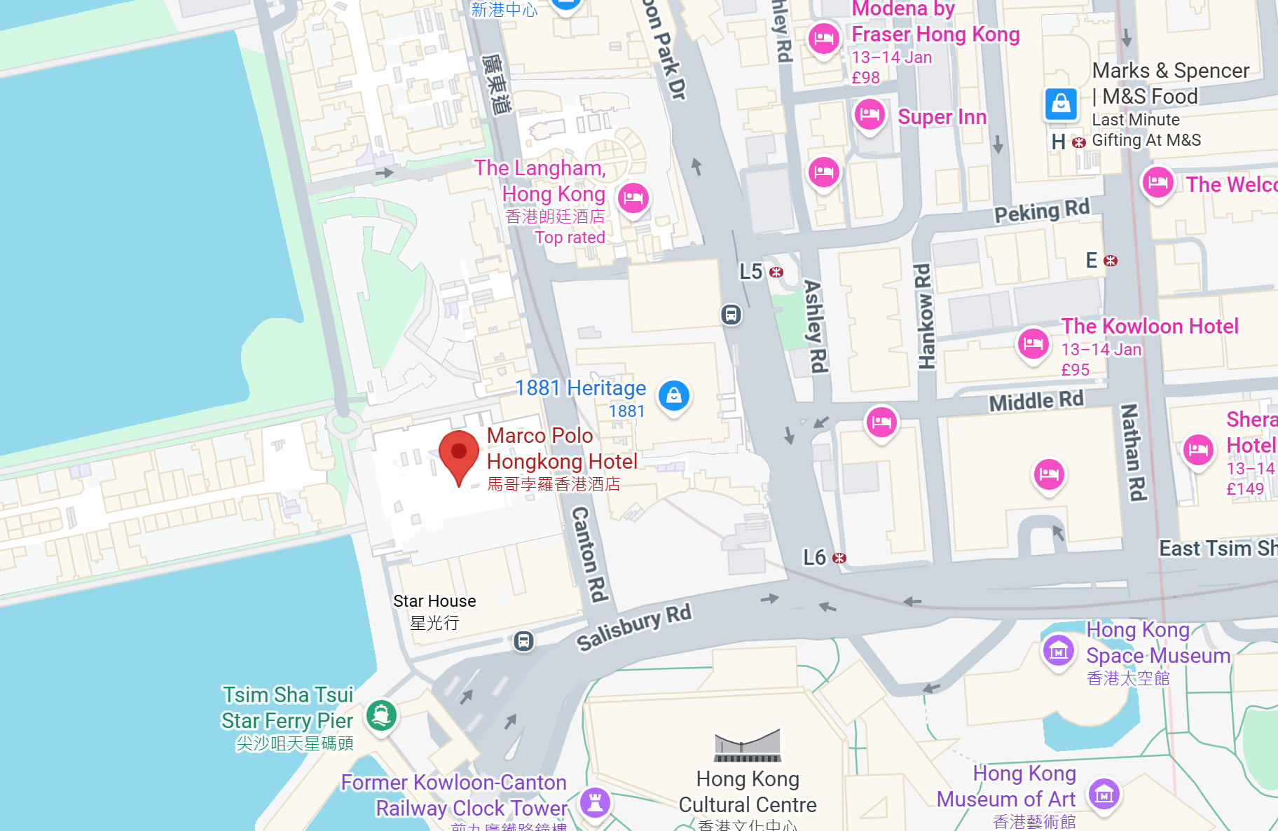 Marco Polo Hongkong Hotel Location